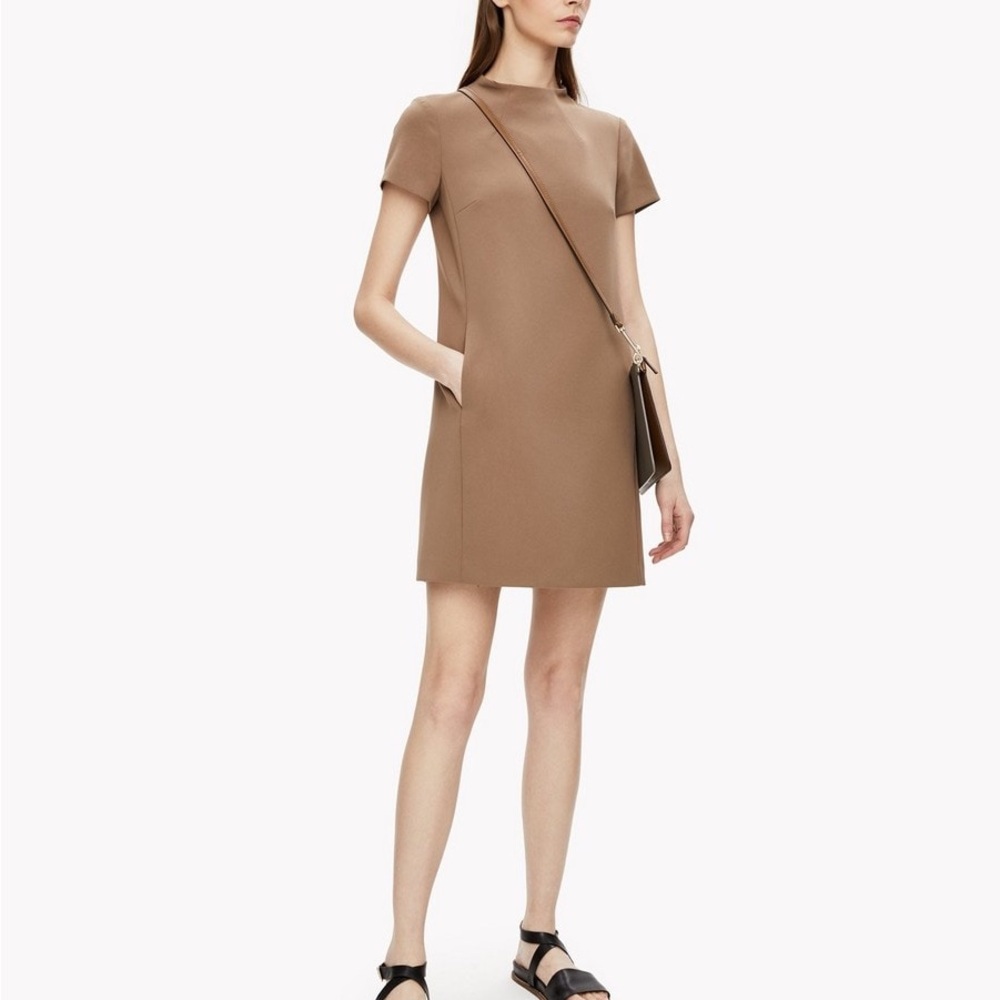 Theory Tan Short Sleeve Mini Dress